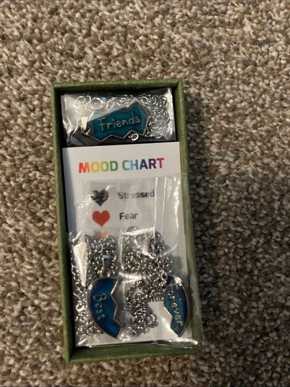 Blue "Best Friends" Heart Necklace Set